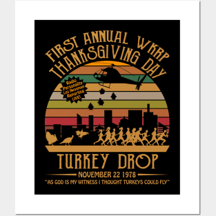 First Annual WKRP Thanksgiving Day Turkey Drop Vintage Retro T-Shirt WKRP in Cincinnati Posters and Art